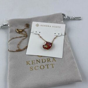 Kendra Scott Gold Necklace with Pink and Yellow Pendant